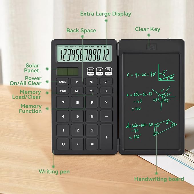 Desk Calculator with Erasable LCD Notepad Calculators ROATEE Desktop Basic - Image 3