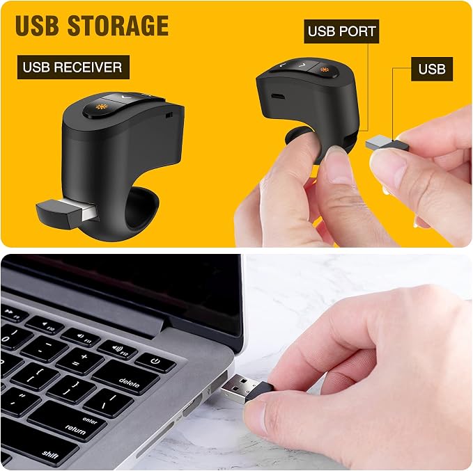 Presentation Clicker USB Rechargeable Powerpoint Clicker, Finger Ring RF 2.4GHz - Image 6
