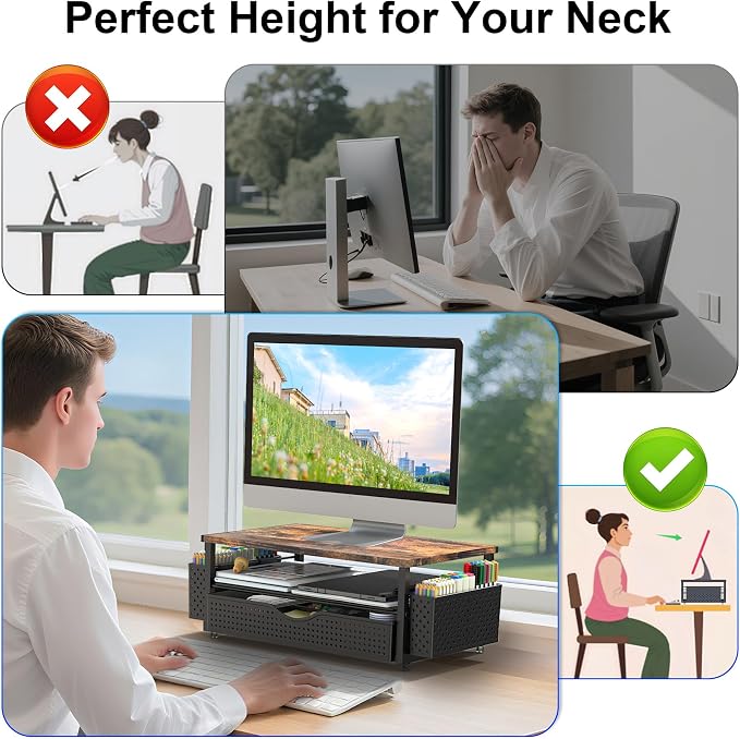 Spacrea Desk Organizer and Accessories, Computer Monitor Stand Riser - Image 3