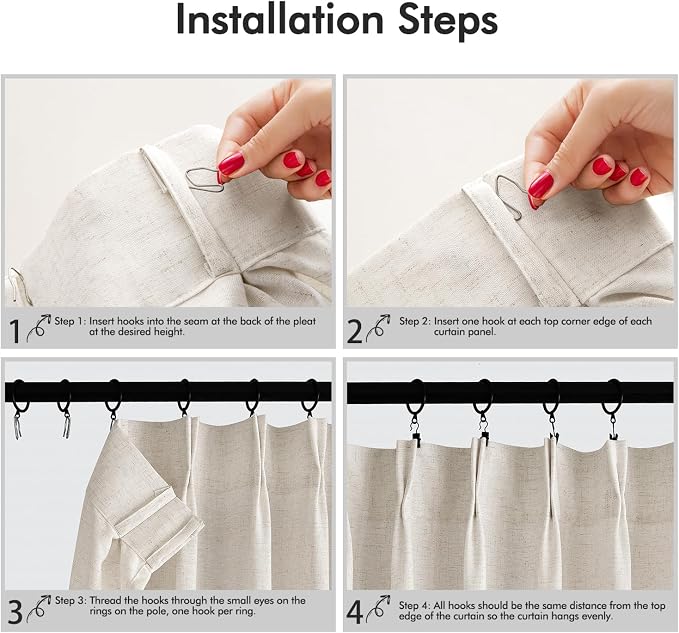 Memory Trained Pinch Pleated Curtains 72 Inches Long, Viral Linen Pinch Pleat - Image 9