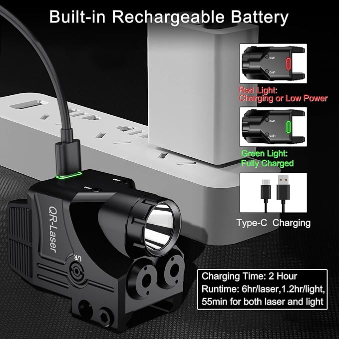 Red Green Purple Blue Laser Light Combo, 800 Lumens Tactical Flashlight Laser - Image 5