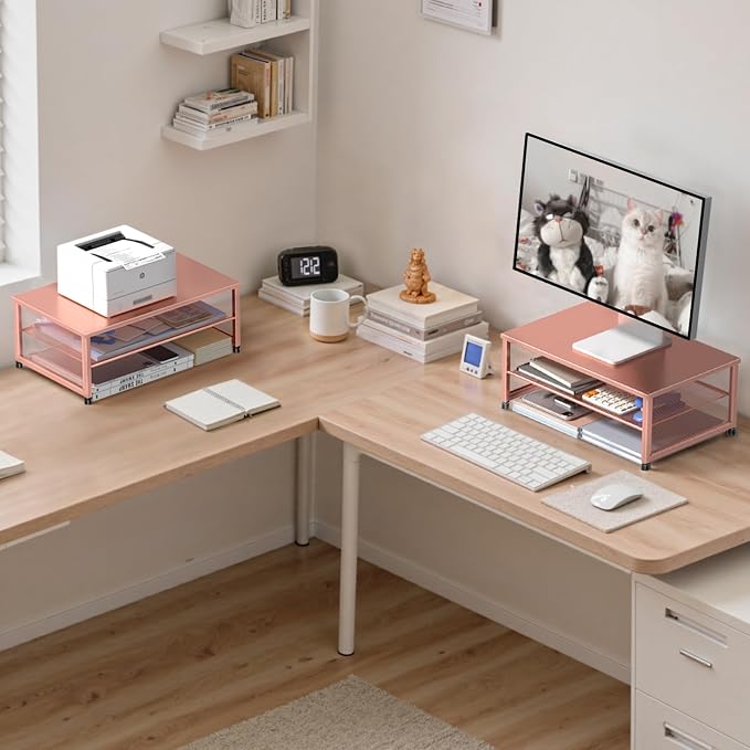 ECOLOVI 2-Tier Computer Monitor Stand Riser, Desk Organizer - Image 3
