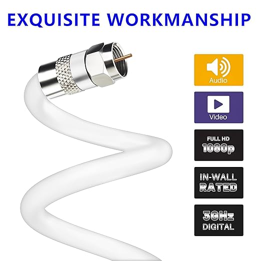 Elecan 50 Ft RG6 Coaxial Coax Cable Connectors Set, Quad Shielded High-Speed - Image 4