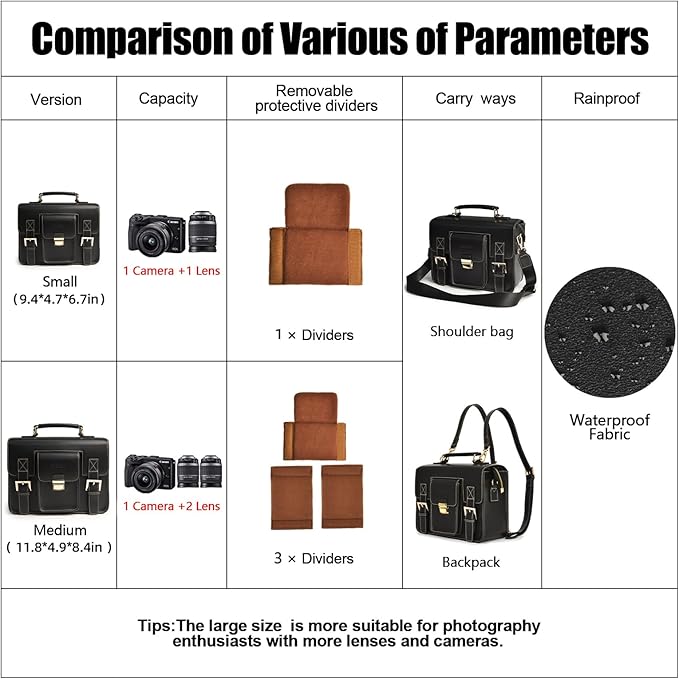 Cwatcun Leather Camera Bag Compact Shoulder Bag - Image 2