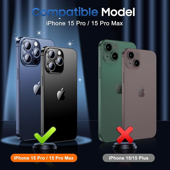 UniqueMe for 3 Pack iPhone 15 Pro/iPhone 15 Pro Max Camera Lens Protector - Image 2