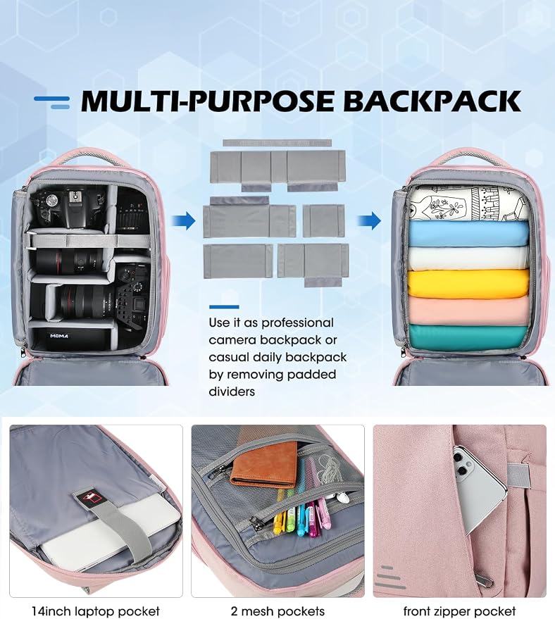 RAINSMORE Camera Backpack for DSLR SLR Mirrorless Cameras - Image 3