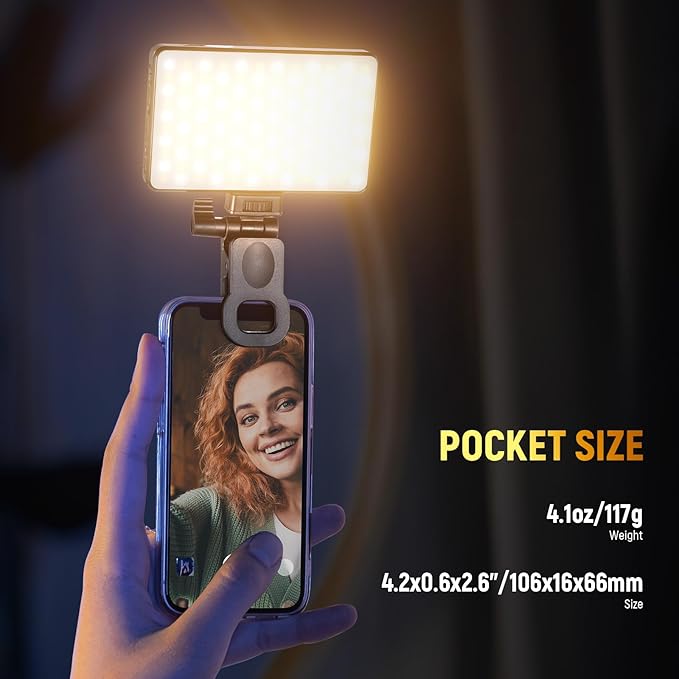 NEEWER Basics LED Selfie Phone Light, Rechargeable 2500-9000K Clip On Fill Light - Image 5
