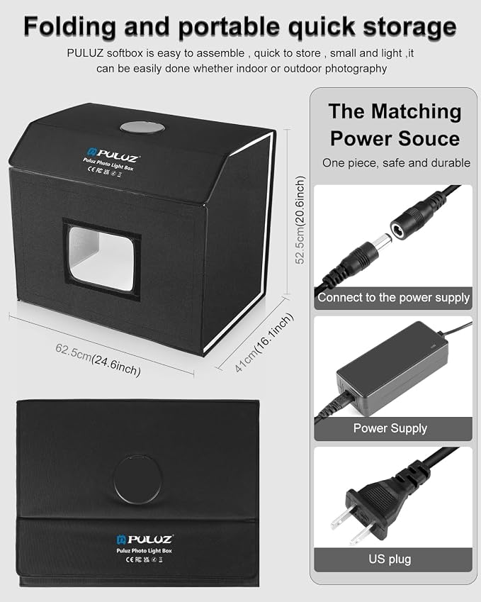 PULUZ Light Box Photography 24x16in, Portable Photo Studio Light Box - Image 6