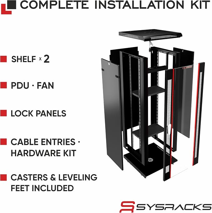 18U Wall Mount Server Rack Cabinet – 19" Network Rack Enclosure, PDU & Shelf - Image 4