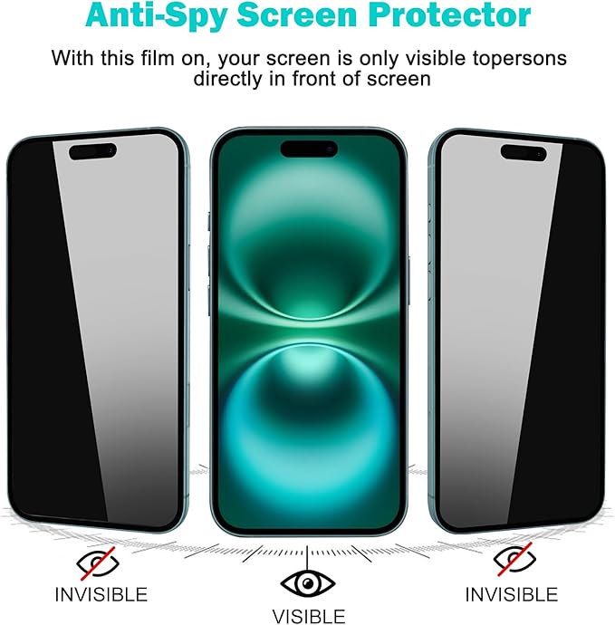 PEHAEL 3+3 Pack for iPhone 16 Privacy Screen Protector - Image 4