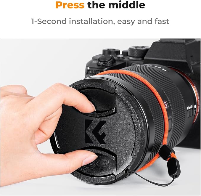 K&F Concept 62mm Lens Cap, 9-in-1 Center Pinch Lens Cover + Anti-Loss Keeper - Image 4