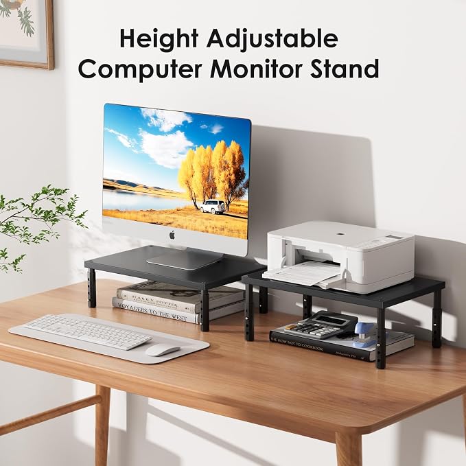 ECOLOVI Wood Laptop Stand for Desk, 4-Height Adjustable Computer Monitor Stand - Image 4