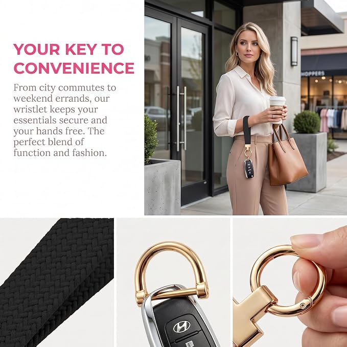 Weixiltc Keychain Wristlet for Women, Elastic Woven Lanyard - Image 2