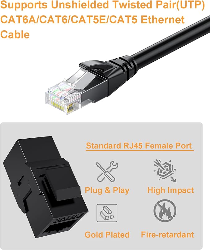40 Pack CAT6A RJ45 Keystone Couplers, Ethernet Keystone Jack Female to Female - Image 3