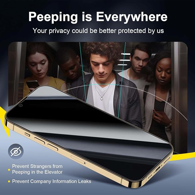 NEW'C 3x Privacy for iPhone 13 Pro Max Screen Protector+ 3x Camera Lens - Image 4