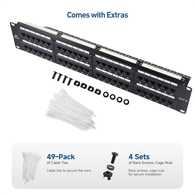Cable Matters 48 Port Patch Panel Rackmount or Wall Mount 19-Inch - Image 7
