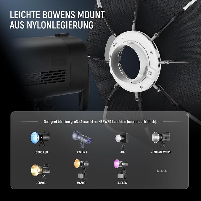 NEEWER 25.6'' Octagonal Softbox, Quick Release Parabolic Soft Box - Image 6