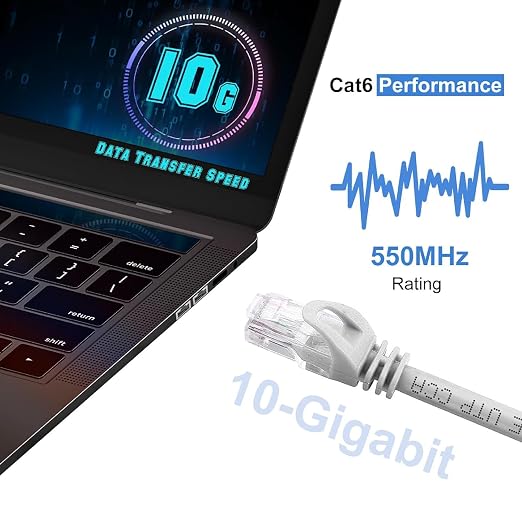 CAT 6 50 FT Ethernet Cable, Indoor High-Speed 10Gbps Snagless Long CAT6 50 Foot - Image 4
