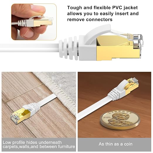 Ercielook CAT8 Ethernet Cable 100 ft High Speed, Shielded Flat Internet Cable - Image 4