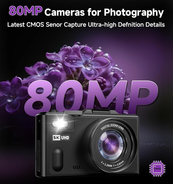 5K Digital Camera for Photography, 80MP Digital Camera - Image 2