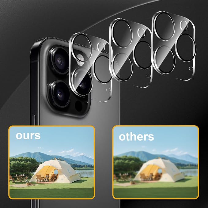 3 Pack Camera Lens Protector for iPhone 16 Pro/16 Pro Max, Tempered Glass - Image 6
