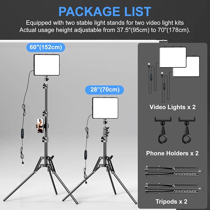 ALTSON 2 Packs Video Light Kit, LED Studio Light, 2700-6500K Dimmable - Image 5