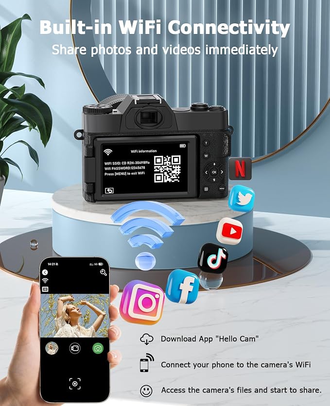 FLATIC Cameras for Photography, 6K 64MP Digital Camera - Image 5