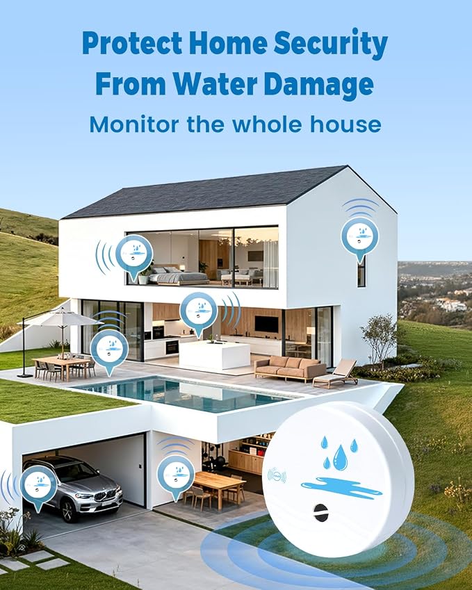 8 Pack Water Leak Detectors for Home, 100dB Waterproof Water Sensor Alarm Leak - Image 7