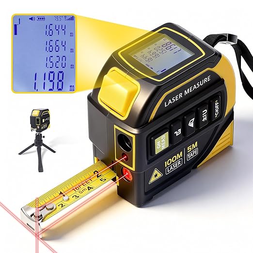 4-in-1 Digital Laser Tape Measure, 328ft Laser Distance Meter by Unknown
