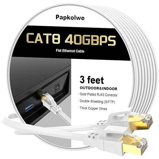 Cat 8 Ethernet Cable 3 ft, Heavy Duty High Speed Cat8 LAN Network Cable by Unknown