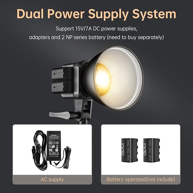 GVM Great Video Maker GVM 80W Bi-Color COB Video Light Kit, 2700K~7500K - Image 2