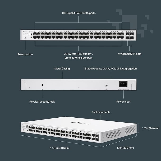 TP-Link Festa FS352GP 52 Port Gigabit Smart Managed PoE Switch 48 PoE+ Port - Image 5