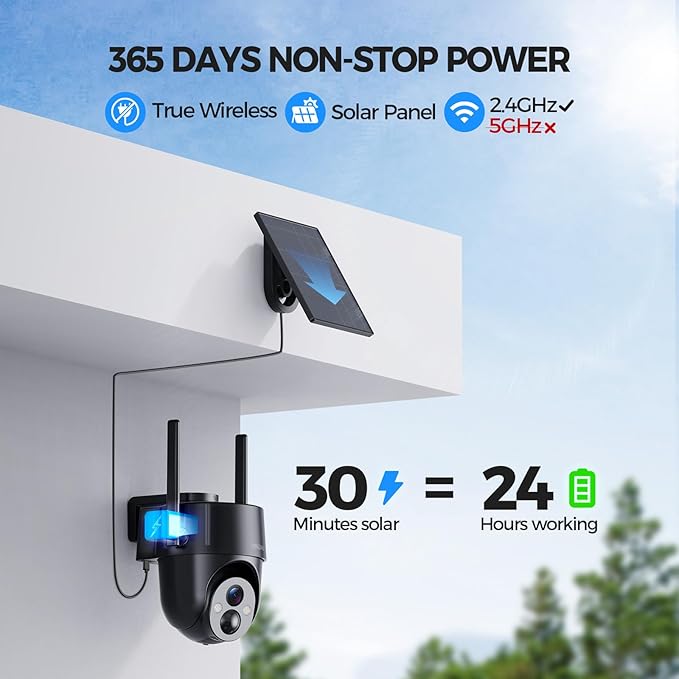 Solar Security Cameras Wireless Outdoor, 2K 360° View Solar Powered WiFi 3MP - Image 3