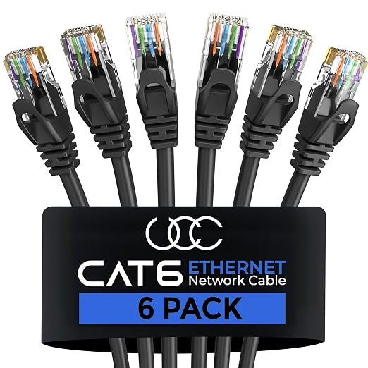 Cat 6 Ethernet Cable 8 Feet 6 Pack, Cat6 RJ45 Ethernet Patch Cables, High-Speed by UltraClarityCables