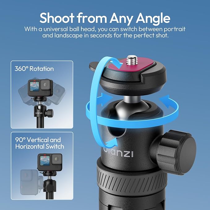 Upgrade 59" Tripod Stand w Auto-Open 4-Leg, ULANZI TT24 Vlogging Selfie Stick - Image 7