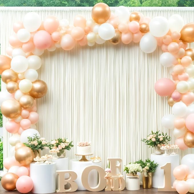 50ft x 12ft Wrinkle Free Ivory Backdrop Curtains - Image 6
