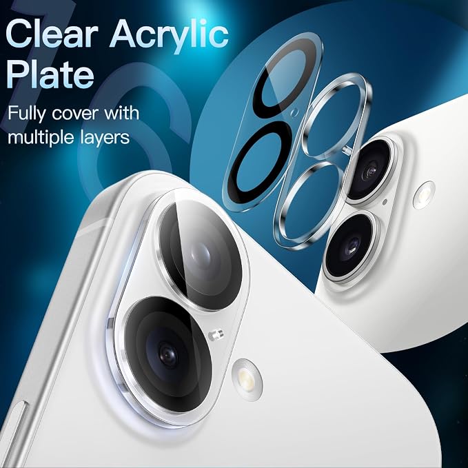 JETech Camera Lens Protector for iPhone 16 6.1-Inch and iPhone 16 Plus 6.7-Inch - Image 3