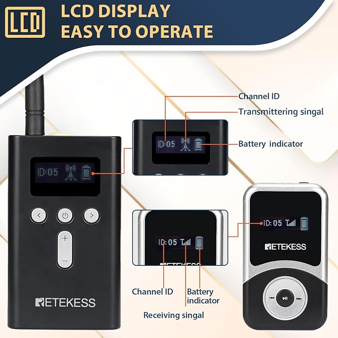 Retekess T130S School Tour Guide System, Tour Guide Microphone and Speaker - Image 7