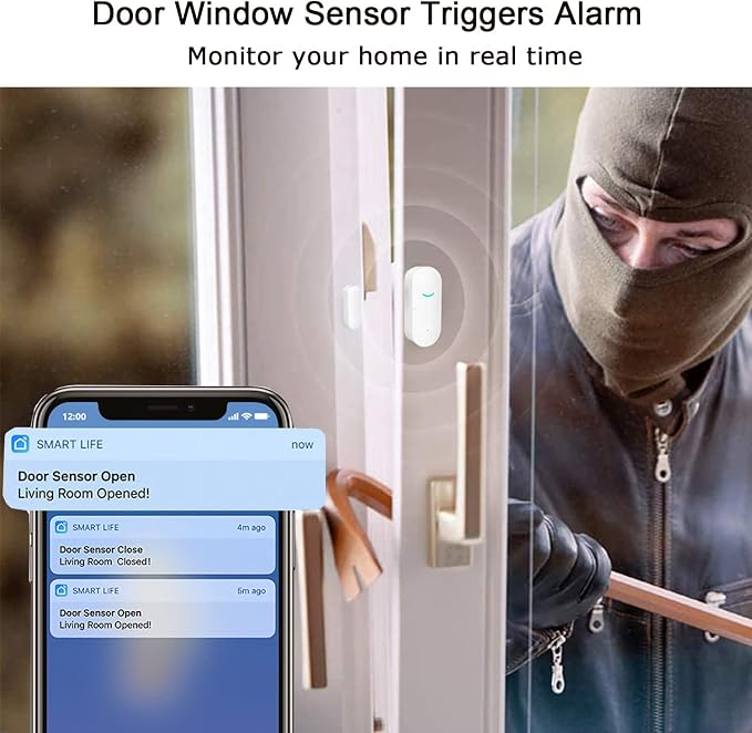 4 Pack WiFi Door Window Sensor Detector: Wireless Security Alarm Door Sensor - Image 2