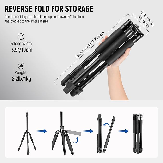 NEEWER Photography Light Stand, 1.5-6.4ft/47-195cm Aluminum Reversible Studio - Image 7