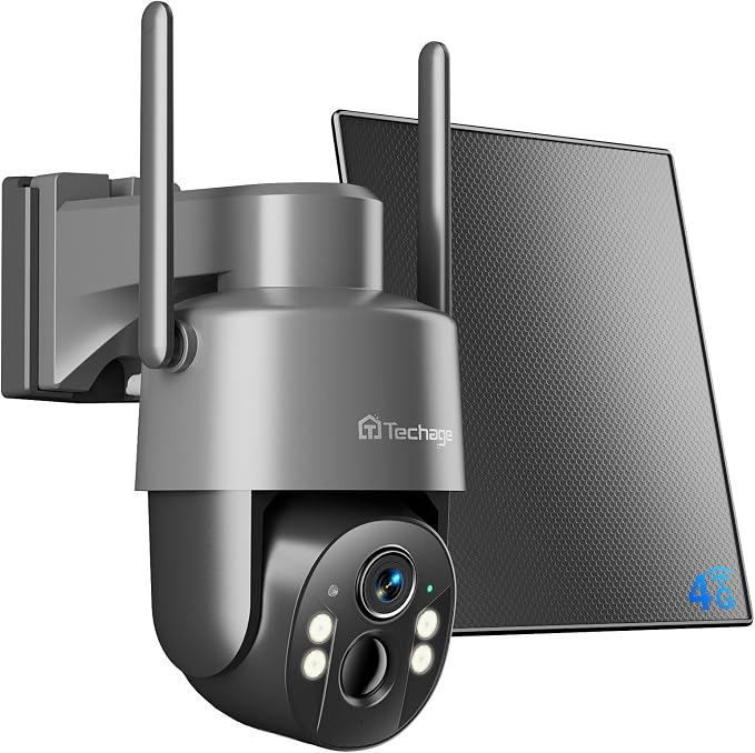 Techage 4G LTE Cellular Solar Security Camera Wireless Outdoor, 2.5K NO WiFi by Techage