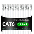 Yauhody CAT 6 Ethernet Cable 10ft 12-Pack White, High Speed Solid Flat CAT6 by Yauhody
