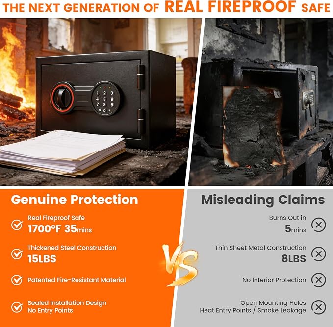 Small Fireproof Safe for Home, 14.8Lbs Heavy Duty Fire Safe Box for Office & - Image 3