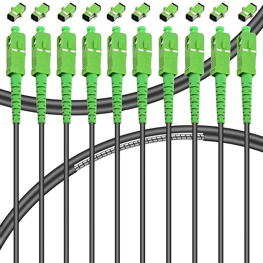 10-Pack - 10m SC/APC to SC/APC Fiber Optic Internet Cable, Armored Single Mode by Bangun