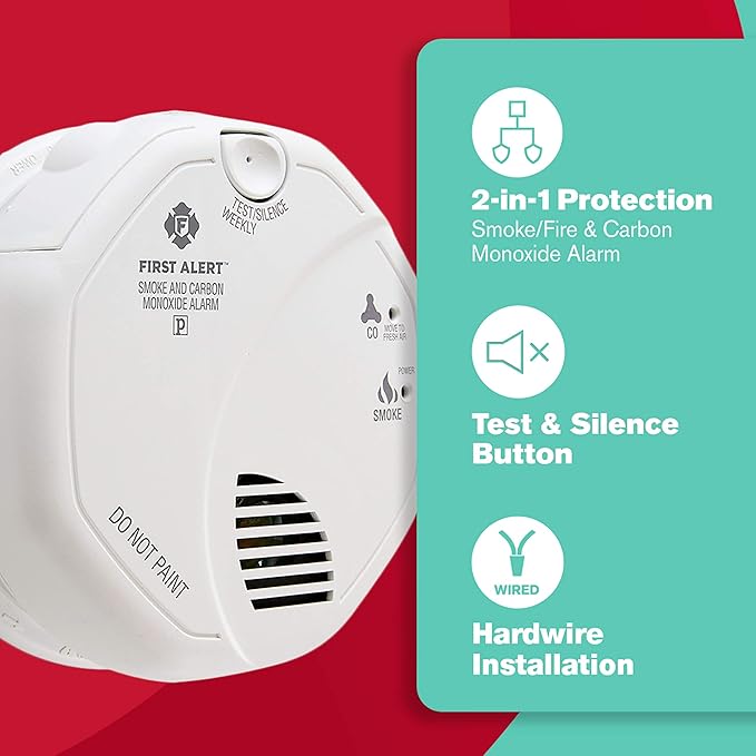 First Alert BRK SC7010B-6 Hardwired Smoke and Carbon Monoxide Detector - Image 2