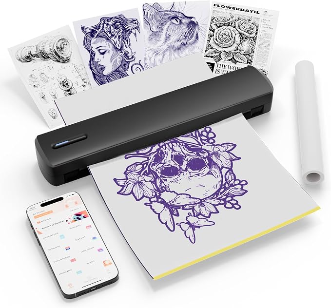 Tattoo Stencil Printer, Portable Wireless Bluetooth Thermal Transfer Machine by Unknown