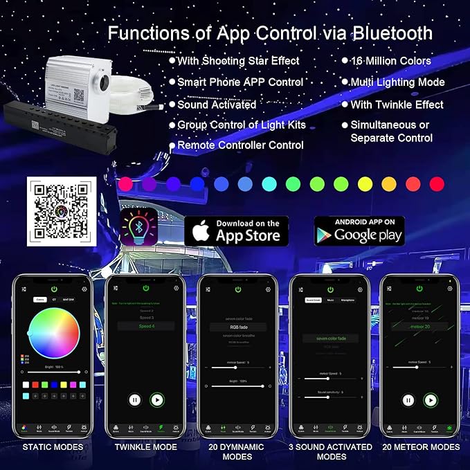 AKEPO Shooting Star+Twinkle Fiber Optic Lights Kit, Car Home Use Meteor APP - Image 2