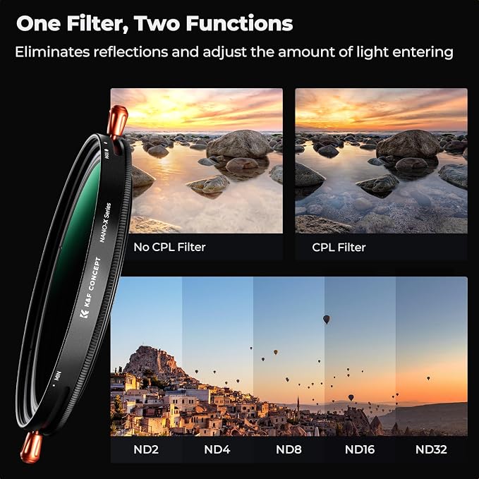 K&F CONCEPT 52mm Variable Fader ND2-ND32 ND Filter and CPL Circular Polarizing - Image 3