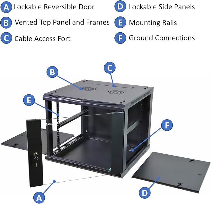 AEONS 9U Professional Wall Mount Network Server Cabinet Enclosure 19-Inch - Image 6