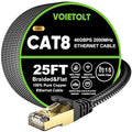 Cat 8 Ethernet Cable 25 FT Flat, High Speed 40Gbps 2000Mhz Braided Internet by EthernetCable